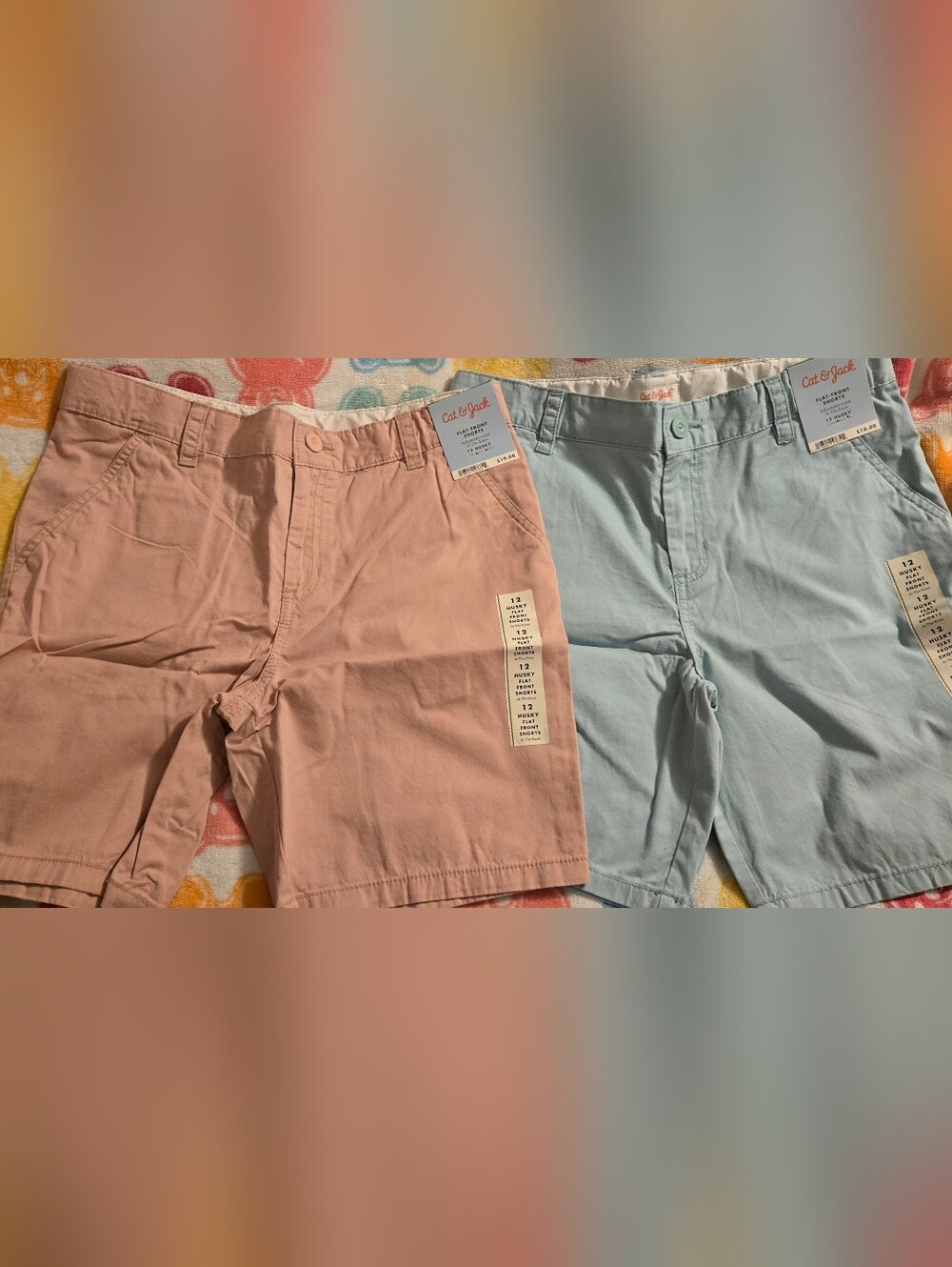 Cat & Jack Kids Two-Tone Chino Shorts in Pink and Light Blue